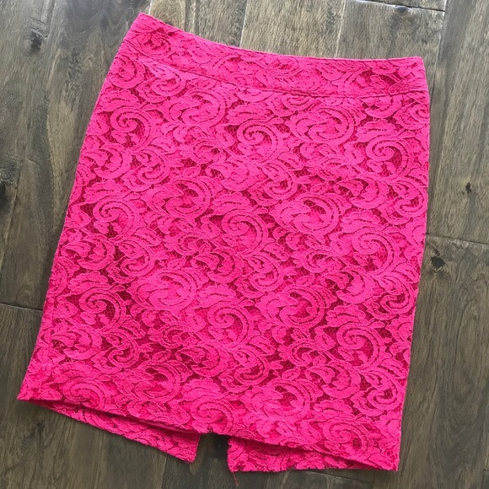 Lace Fuchsia Pencil Skirt